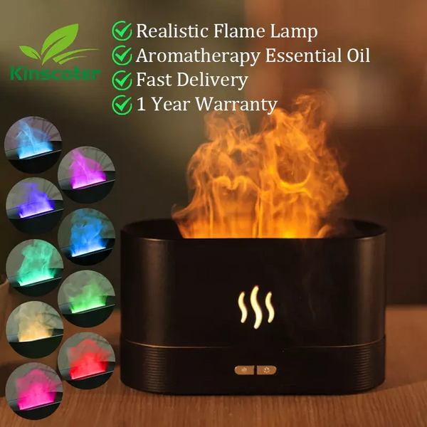 Kinscoter Aroma Diffuser Air Humidifier Ultrasonic Cool Mist Maker Fogger Led Essential Oil Flame Lamp Difusor Shop&Go